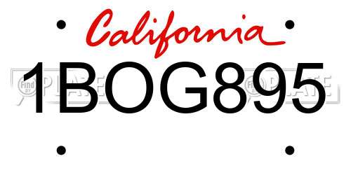 1BOG895 California License Plate