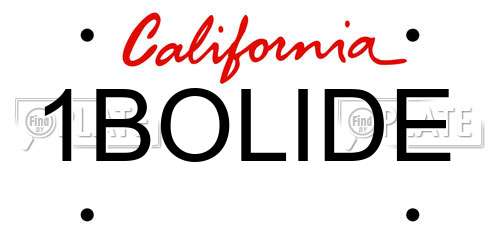 1BOLIDE California License Plate