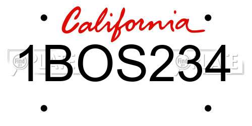 1BOS234 California License Plate