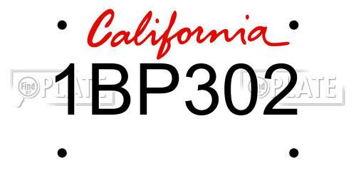 1BP302 California License Plate