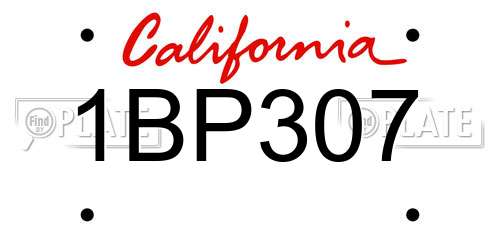 1BP307 California License Plate