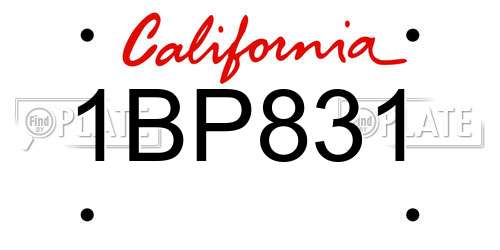 1BP831 California License Plate