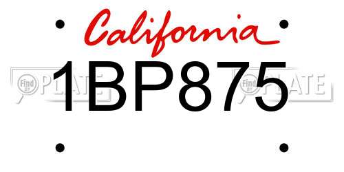 1BP875 California License Plate