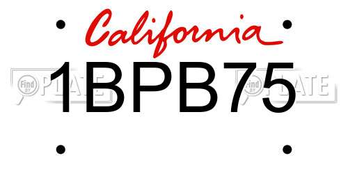 1BPB75 California License Plate