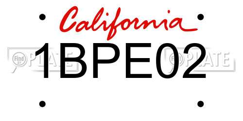 1BPE02 California License Plate