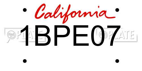 1BPE07 California License Plate