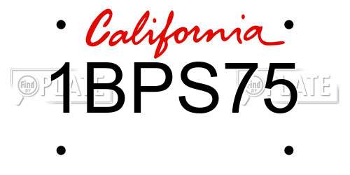 1BPS75 California License Plate