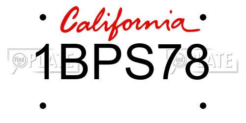 1BPS78 California License Plate