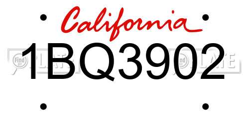 1BQ3902 California License Plate