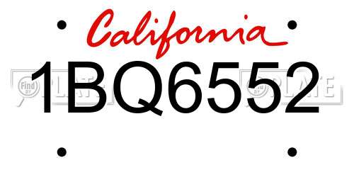 1BQ6552 California License Plate