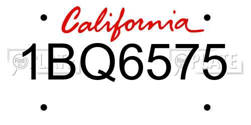 1BQ6575 California License Plate