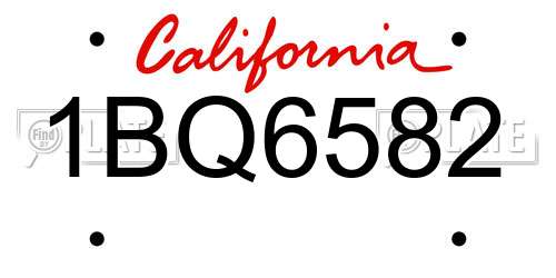 1BQ6582 California License Plate