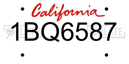 1BQ6587 California License Plate