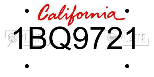 1BQ9721 California License Plate