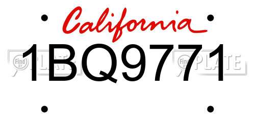1BQ9771 California License Plate