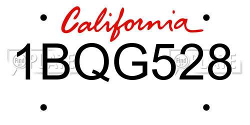 1BQG528 California License Plate