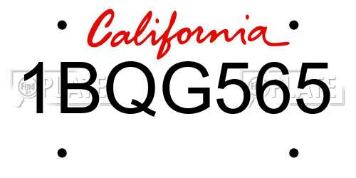 1BQG565 California License Plate