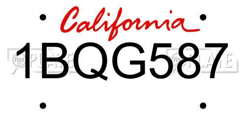 1BQG587 California License Plate
