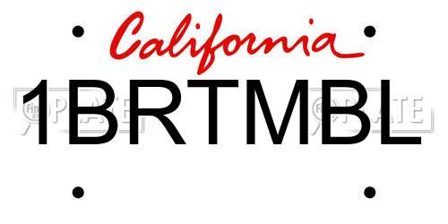 1BRTMBL California License Plate