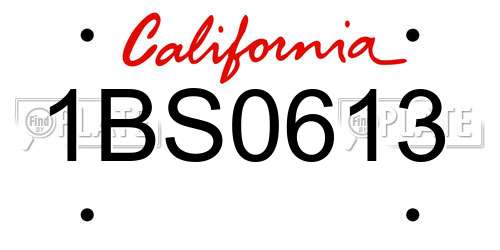 1BS0613 California License Plate