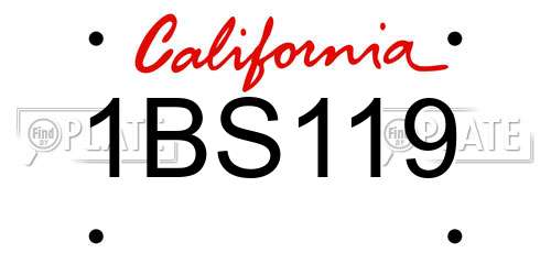 1BS119 California License Plate