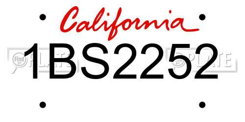 1BS2252 California License Plate