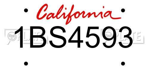 1BS4593 California License Plate