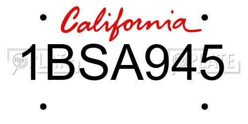 1BSA945 California License Plate