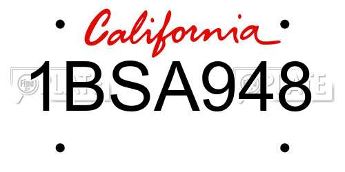1BSA948 California License Plate