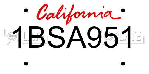 1BSA951 California License Plate