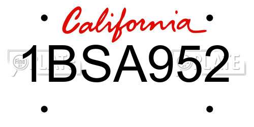 1BSA952 California License Plate