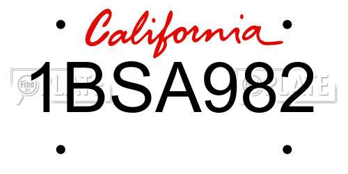 1BSA982 California License Plate