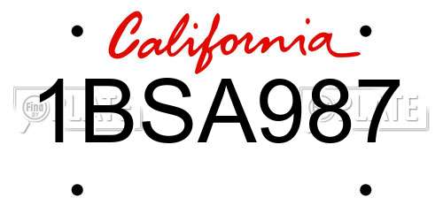 1BSA987 California License Plate