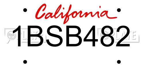 1BSB482 California License Plate