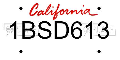 1BSD613 California License Plate
