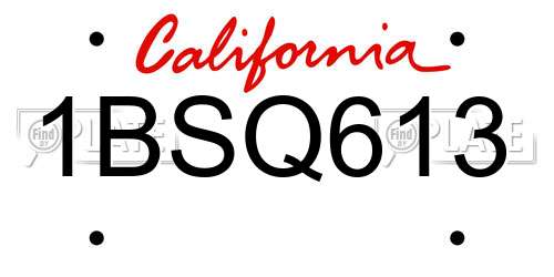 1BSQ613 California License Plate