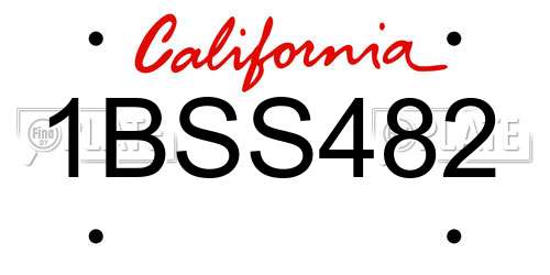 1BSS482 California License Plate