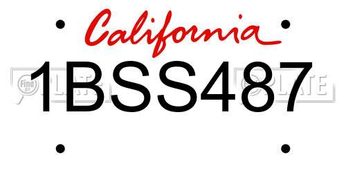 1BSS487 California License Plate