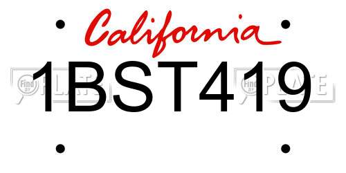 1BST419 California License Plate
