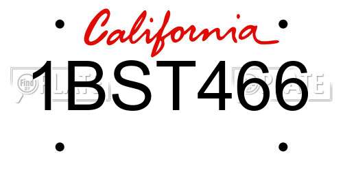 1BST466 California License Plate