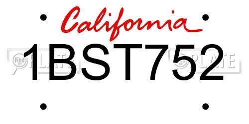 1BST752 California License Plate