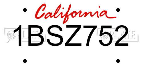 1BSZ752 California License Plate