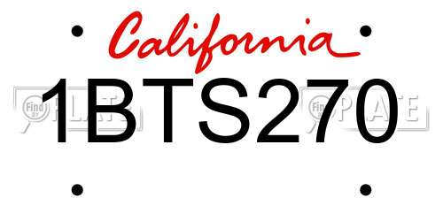 1BTS270 California License Plate