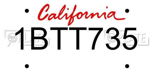 1BTT735 California License Plate