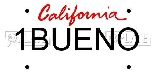1BUENO California License Plate