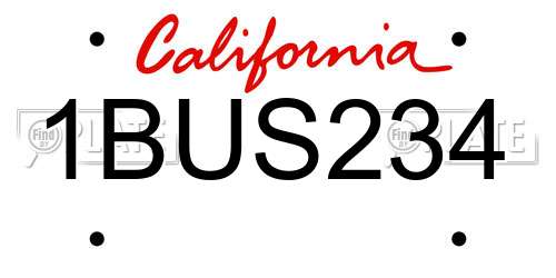 1BUS234 California License Plate
