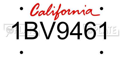 1BV9461 California License Plate
