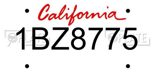1BZ8775 California License Plate