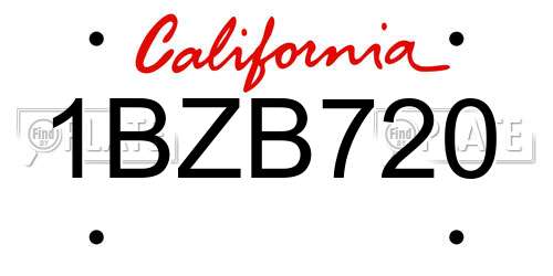1BZB720 California License Plate