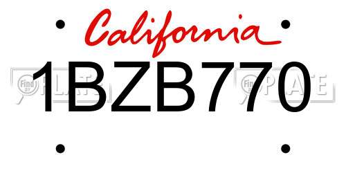 1BZB770 California License Plate